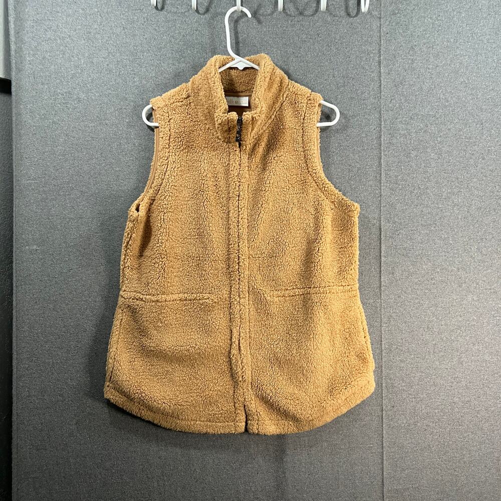 Belle by Kim Gravel Signature Zip Sherpa Vest Camel Size Medium